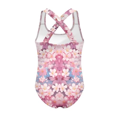 Image of Girls One Piece Swimsuits Teens Sleeveless Back Cross Strap Bathing Suit Kids Quick Dry Cute Beach Swimwear(5-14)