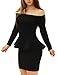 Allegra K Women's Off Shoulder Hidden Zipper Side Design Casual Peplum Top M Black