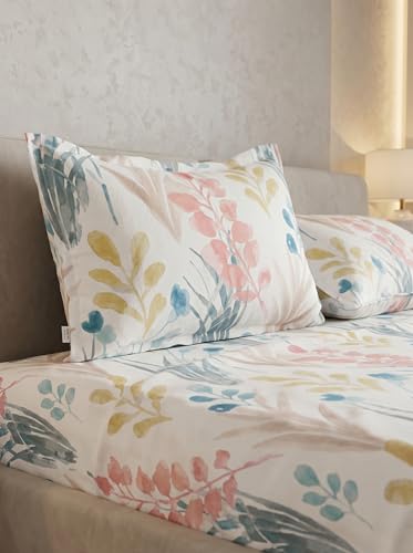 Image of DDECOR Live Beautiful 100% Cotton 145TC Floral King Bedsheet with 2 Pillow Covers | Rotary Printed Breathable Fabric | 224 CM X 254 CM | Luxury Bedding for Home | Cresta Collection | Peach Pink