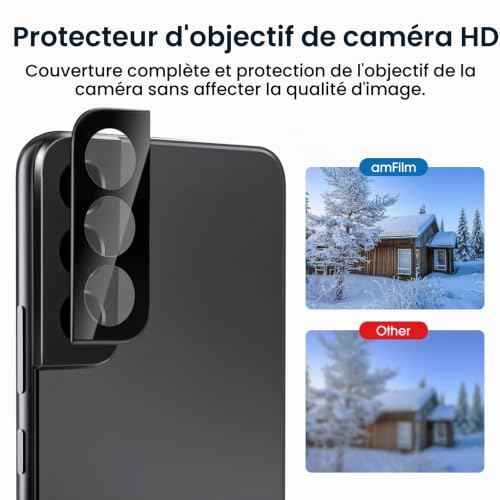 amFilm 2+2 Pièces Protection d'écran Hybrides pour Samsung Galaxy S22 Plus / S22 + 5G avec Protecteurs de Verre Trempé d'objectif de Caméra – vue 6