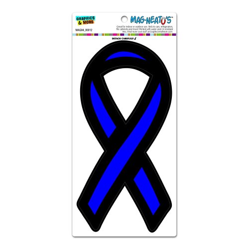 GRAPHICS & MORE The Thin Blue Line Ribbon Support Ribbon - Police Law Enforcement Automotive Car Refrigerator Locker Vinyl Magnet