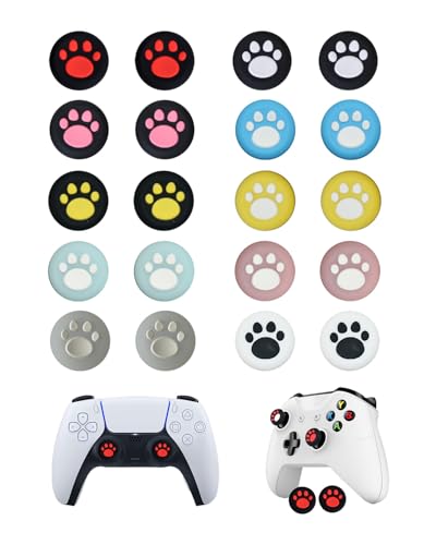 JUKOTA 20 Tapas de silicona para joysticks de PS5 con diseño de pata de gato,Agarre para mando de PS5,Joysticks de PS4,Protección para mando de Xbox,Mayor precisión y durabilidad