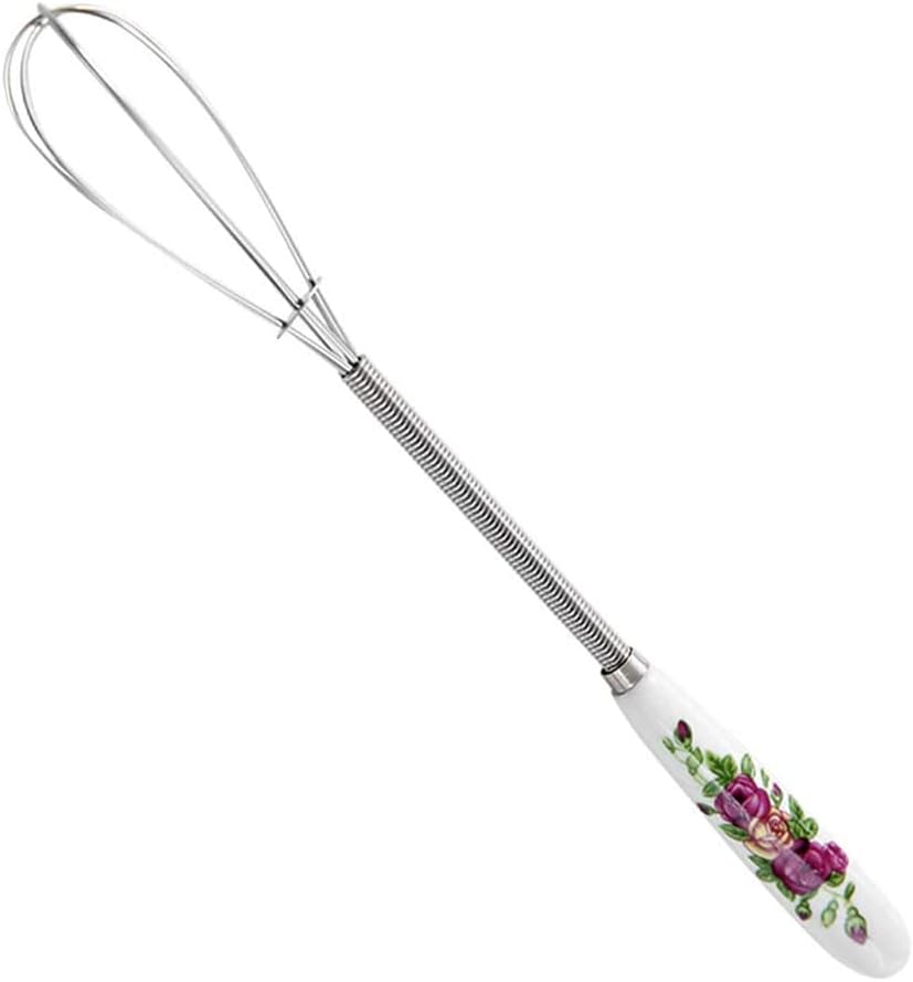 ZIBUYU® Hand Whisker for Kitchen Hand Mixer Blender Stainless Steel Mini Whisk Hand Mixer Grinder Small Whisk with Ceramic Handle, (7 inch) - 1 Pc