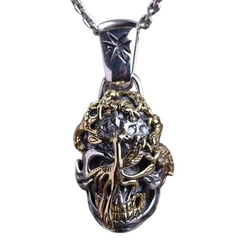 Collier crâne motard pendentif grand crâne homme bijoux rétro fête de rue