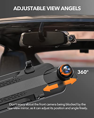 Image of WOLFBOX 2.5K Mirror Dash Cam with WiFi, 10 inch Rear View Mirror Camera, Mirror Dash Cam Front and Rear 1440P Front and Rear Mirror with 1080P Backup Camera, WiFi Dash Cam with Free Card & GPS