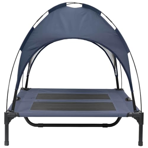 Lit pour animal domestique surélevé avec toit bleu marine extérieur - 6