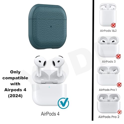 Image of YODI Case Cover for Airpods Pro|Pro 2|Airpods Pro 3|Airpods 4 Pouch, Silicone Cases with Cleaner Kit 360 Drop Protection,Shock-Resistant ((Leather-Midnight Teal), Airpods 4)