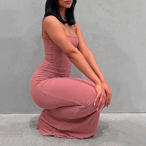 Image of Womens Spaghetti Strap Bodycon Backless Maxi Dress