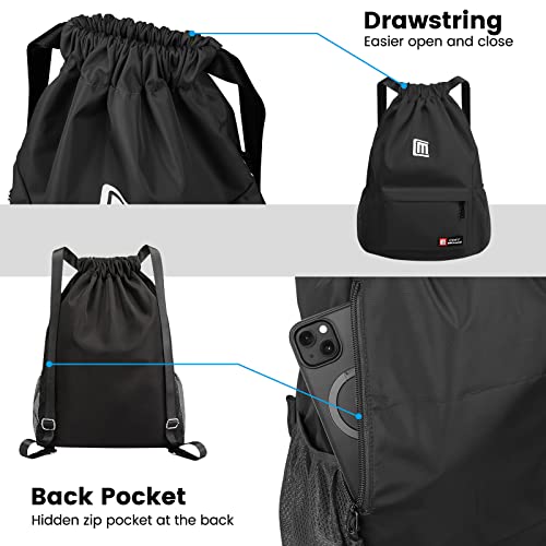 Pystuvo Drawstring Gym Bag, Large Drawstring Bags With Mesh Pockets Water - Image 3