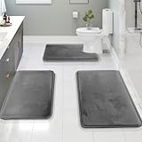 Clara Clark Bathroom Rugs, Velvet Memory Foam Bath Mat, Non-Slip Bath Rugs, Machine Wash, Dries Quickly, Ultra Soft Plush Bath Mats for Bathroom,