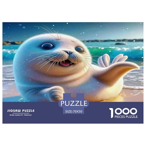 Puzzle de foca bebé de papel para adultos, rompecabezas de océano de 1000 piezas para la playa