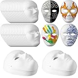 Hiboom 80 Pcs DIY Full Face Paper Mache Masks Paintable Masquerade Blank Craft Mardi Mask for Art Costume(Male)