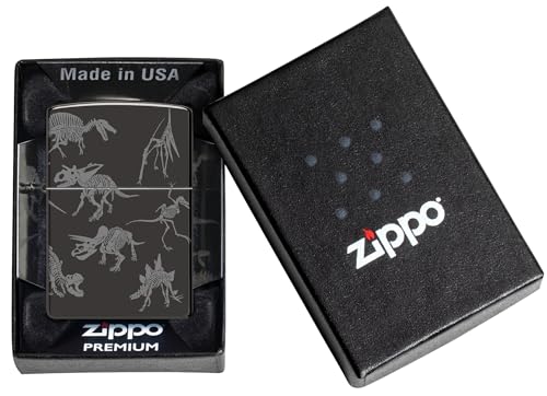 Encendedor Zippo Dinosaur Skeletons Negro Brillante miniatura 6
