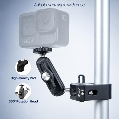 Image of Hiffin HF-15 Super Clamp Mount for Camera, Mobile, LED Light & Action Camera | 360 Adjustable | CNC Aluminium Alloy | 1 /4 inch & 3 /8 inch Thread | Heavy Duty Clamp