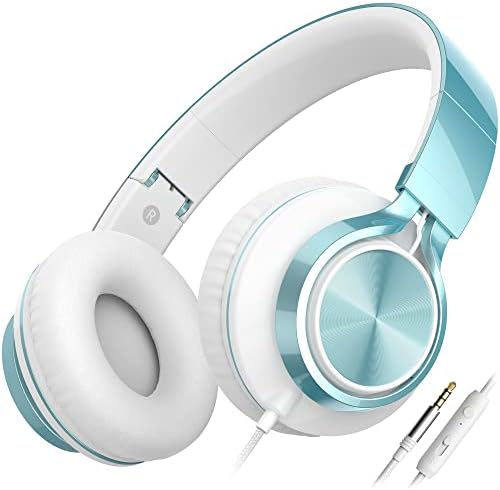 Ailihen C8 Headphones with Microphone and Volume Control Folding Lightweight Headset for Cellphones Tablets Smartphones Laptop Computer PC Mp3/4 (Rose Gold)