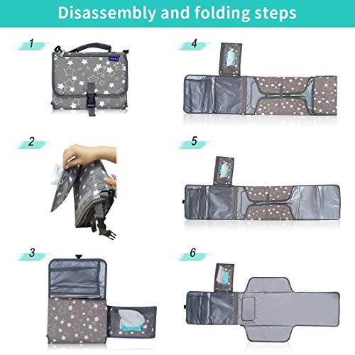 Portable Changing Pad,Baby Portable Diaper Changing Pad For Boys And Girls |Long Large Changing Pad With Wipes Pocket | Lightweight And Waterproof Travel Diaper Station Kit With Cushioned Pad #TOP6