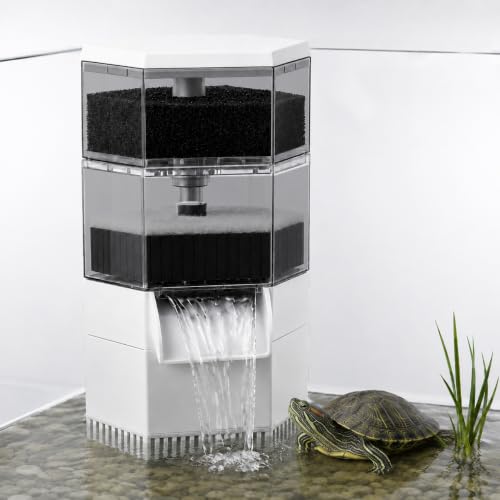 Low Water Turtle Tank Filter, Quiet Internal Corner Filter for Aquariums.