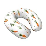 Mexpekil Almohada de viaje con diseño de zanahorias para el cuello, para viajes, avión, coche, oficina, soporte para el cuello, almohada de espuma viscoelástica