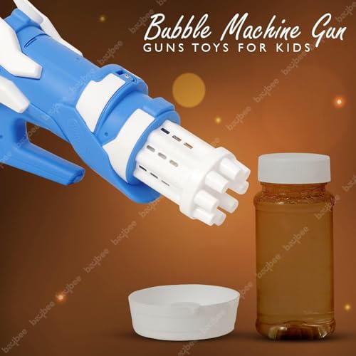 Image of Baybee Electric Bubble Machine Gun Toys for Kids, 8 Holes, Solution Liquid, Dipping Tray, Indoor Outdoor Gun Toys for Kids, Bubble Gun for Boys Girls 2+ Years (Bubble Gun)