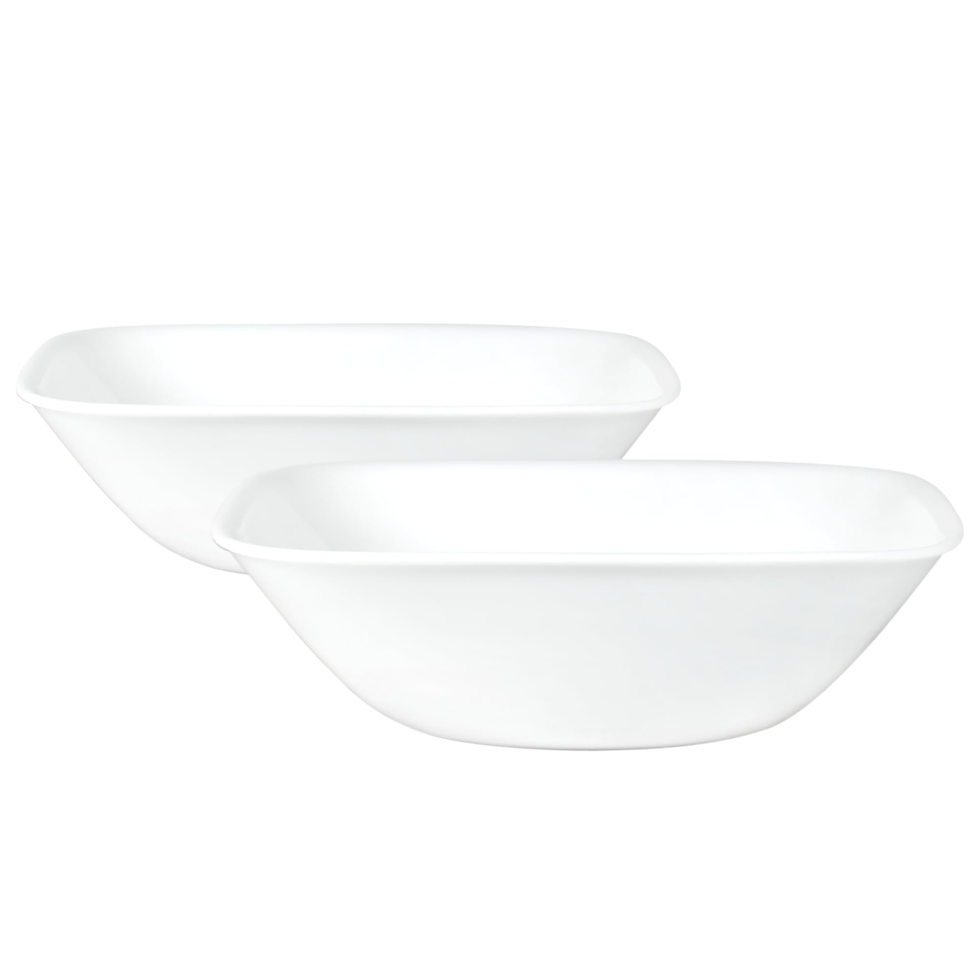 Corelle Vitrelle 2-PC Large 1-Qt Glass Serving Bowl, Crack and Chip Resistant, Square Serving Trays, White