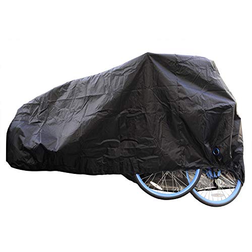 Heavy Duty Outdoor Bike Cover - Waterproof Black Motorcycle Cover for Road Mountain, Electric Vehicle Covers for All Season Proof Rain Dust Wind Sun UV, Ripstop Material Bicycle Storage for 2 Bikes