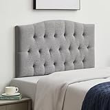 SUAWY Tufted Upholstered Dorm Headboard Twin XL, Twin Dorm Bed Headboards with Adjustable Height from 38"–50", Durable Linen Fabric Twin Headboard Only, Modern Diamon Design Wood Head Board,Light Gray
