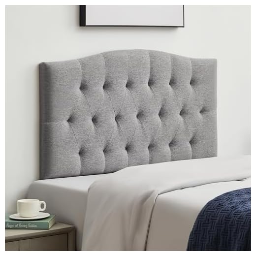SUAWY Tufted Upholstered Dorm Headboard Twin XL, Twin Dorm Bed Headboards with Adjustable Height from 38"–50", Durable Linen Fabric Twin Headboard Only, Modern Diamon Design Wood Head Board,Light Gray