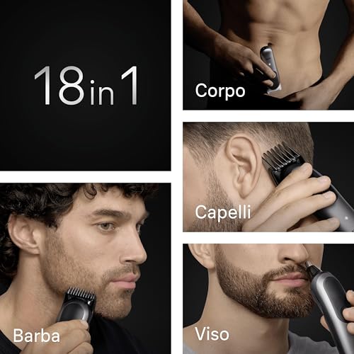 Braun Rifinitore All-in-One Series 7 18in1, ProBlade, AutoSense, AIO7585, Grigio - Immagine 2