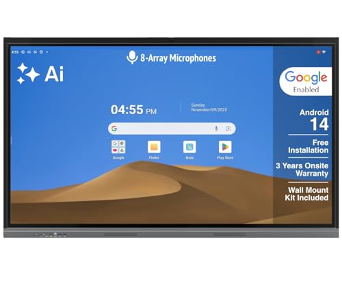Image of VUTEC 65 Inch Smart Interactive Flat Panel Digital Board | Ai 4K Ultra HD Android 14 | All-in-One with Microphone | 8 GB RAM 128 GB Storage | Google Enabled Whiteboard | 3 Years Warranty On-Site