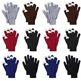 12 Pairs Winter Gloves Touch Magic Screen Gloves Stretchy Knit Cotton Gloves Bulk For Men Women Homeless Cold Weather
