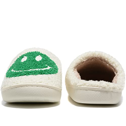 Image of Retro Fuzzy Face Slippers for Women Men, Retro Soft Fluffy Warm Home Non-Slip Couple Style Casual Smile Face Slippers Indoor Outdoor Anti-Skid Warm Cozy Foam Slide Fuzzy Slides with Soft Memory Foam Shoes