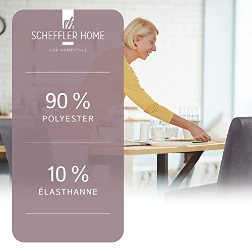 Housse de chaise Leon beige SCHEFFLER-Home en daim extensible lot de 4 - 6