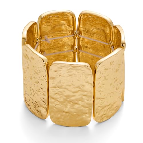 Wide Hammered Gold Bracelets for Women Chunky Stretch Bangles Bracelets Vintage Statement Stretchable Elastic Bracelet