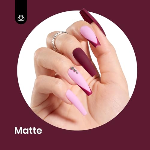 Image of Beetles Dark Red Gel Polish - Mellow Plum 15ML /0.51Fl Oz, Cherry Wine Burgundy Red Gel Nail Polish, Soak Off UV LED Lamp Burgundy Wine Fall Nails Art, Long-Lasting Manicure Salon DIY Home