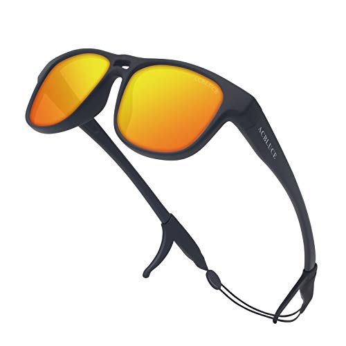 Sunglasses for Kids Boys Girls Polarized Black Teen Child Sports UV400 TPEE Glasses for Age 3-10