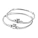 Yeshan 5PCS Women Silver Plated Bracelet Snake Chain With Classic Bead Barrel Clasp Fits All Chamilia Troll Biagi Beads-8 inch