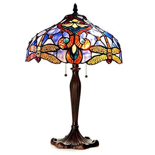 Chloe Lighting CH1B717BD17-TL2 Julia Tiffany-Style Dragonfly 2-Light Table Lamp with Shade, 24 x 17 x 17"
