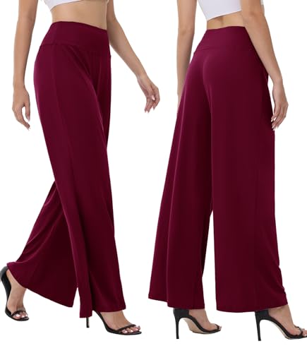 Image of ZOOSIXX Wide Leg Palazzo Pants for Women - High Waist Casual Beach Lounge Pants Loose Flowy Pants Stretchy Trousers