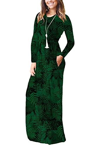 Image of EUOVMY Women's Long Sleeve Loose Maxi Dresses Casual Long Dresses with Pockets