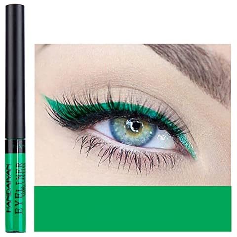 Coloured Eyeliner, Matte Liquid Eyeliner, Green Eyeliner Long-Lasting Waterproof Liquid Eye Liner, Highly-Pigmented Colourful Eyeliner for Eye Makeup Tools, Black, White, Purple, Brown(Only Green) Cover