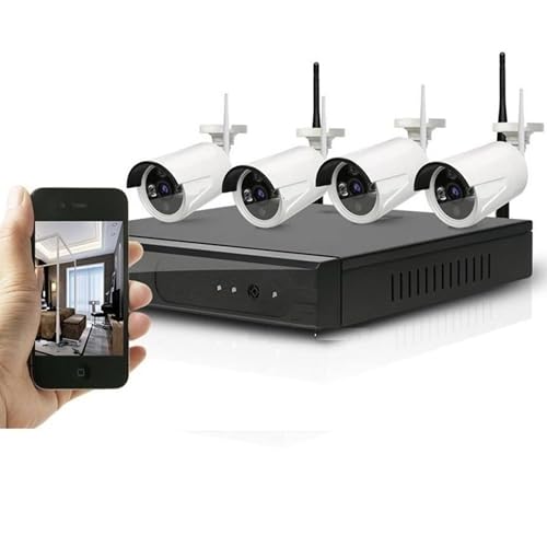 Image of PNP 920P Wireless 4-Channel HD NVR Kit with 4 Outdoor /Indoor IP65 Waterproof IP Security Cameras Upto 100mtrs, 2.4G Wi-Fi Support, 920P HD