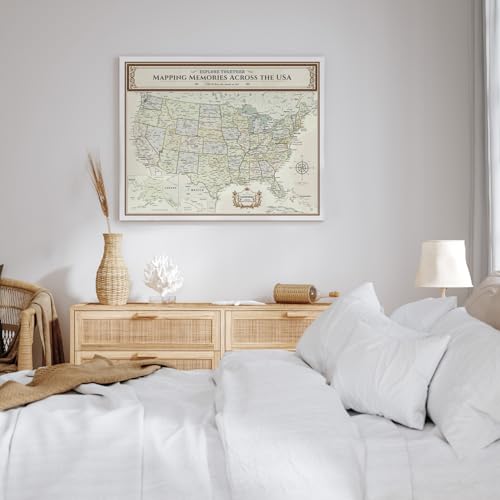 Image of DECORARTS - Colorful USA Map Art Canvas Wall Art, Classic United States Maps for Wall, Hand-Stretched Giclee Print, Living Room Bedroom Office Home Decor, Ready to Hang, Handcrafted in USA, 20x16''