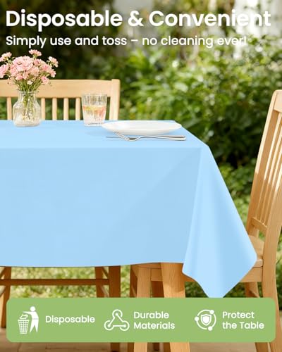 Image of LANLISA 4 Pack Light Blue Plastic Tablecloth Disposable, 54 x 108 Inch