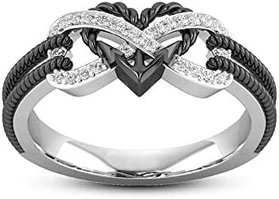 Black Rose Gold Heart Rings for Women Weight Loss Ring Magnetic Therapy Ring Yoga Energy Valentine's Day Gift Jewelry (Color : Black, Size : 11) image 3
