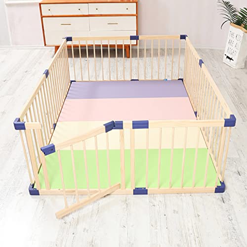 Jolan Baby Playpen Wooden with Door,Portable Baby Fence,Indoor Outdoor Large Children's Activity Center Fence,Safety Playard,Toddler Crawling Playpen,Easy to Install and Remove,150×180cm