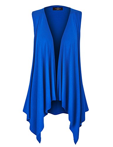 WSK1071 Womens Lightweight Sleeveless Draped Open Cardigan XL Royal_Brite