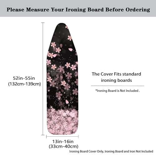 Image of Ironing Board Cover - Standard Size 15x54 Ironing Board Covers with Gradient Cherry Blossoms Print, Elastic Edge Stain Resistant