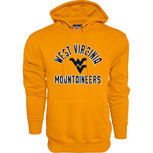 Blue 84 Men's West Virginia Mountaineers Hoodie Line Up Secondary Color, West Virginia Mountaineers Gold, Large