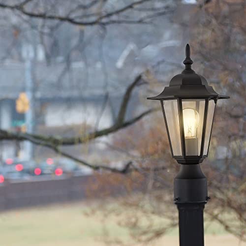 Outdoor Post Lights, Lamp Post Light Fixture With E26 Socket, Exterior Post Lantern With Clear Glass Shade, Pillar Outside Lighting For Walkway, Driveway, Carriage, Matte Black, Anti-Rust & Waterproof #TOP5