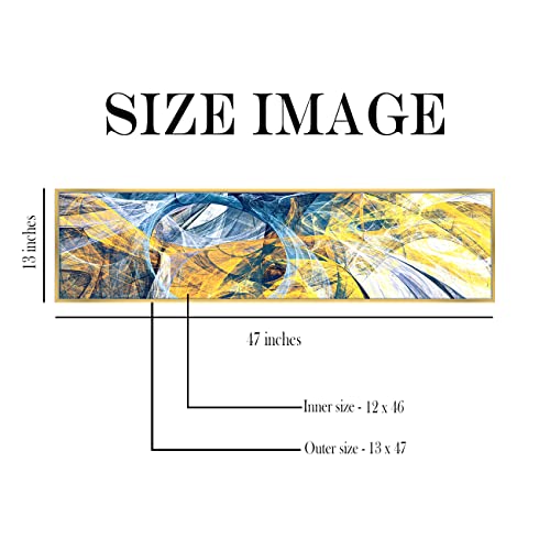 Image of PAINTINGMANTRA Abstract Designs Large Canvas Painting Framed Panel Wall Painting, Framed Luxury Paintings for Home Decoration, Living room, Bedroom & Office Decor (Blue, 13x47 Inch)